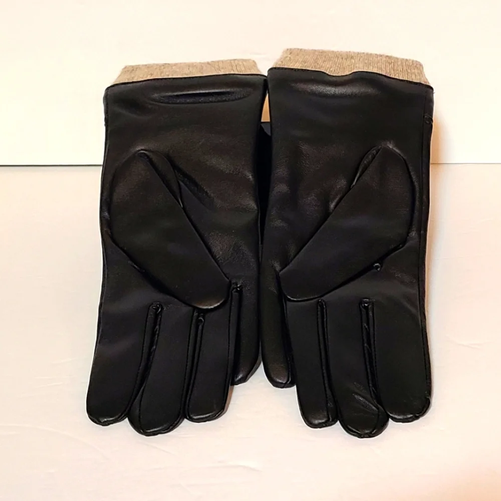 Redess Women's Winter Leather Gloves, Wool Fleece Lined Gloves Size L New